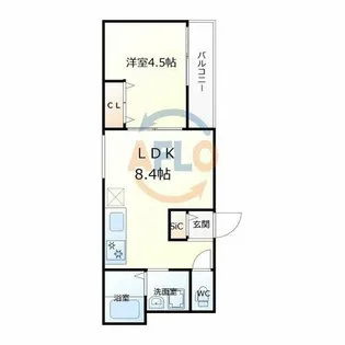 セレニティ勝山北【1階】の間取り