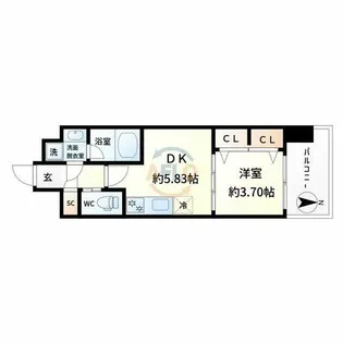 プレジオ難波【13階】の間取り
