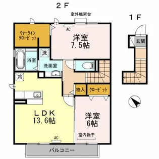 コウジィーコート城南【202号室】の間取り