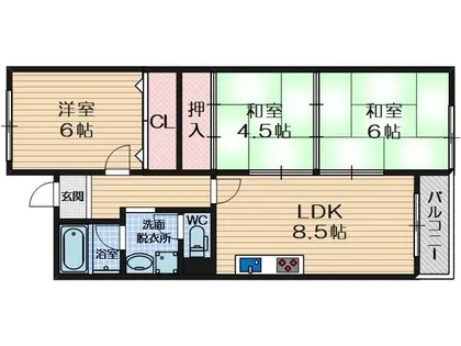 伸栄ハイツ【4階】の間取り