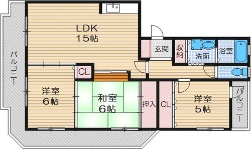 大阪府茨木市郡3丁目【マンション】の間取り
