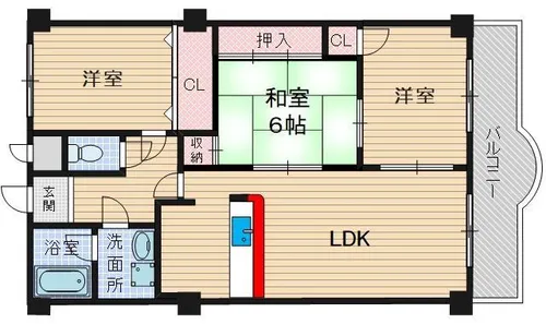 大阪府茨木市北春日丘4丁目【マンション】の間取り