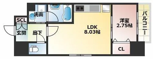 Fortuney江坂Ⅱ【3階】の間取り