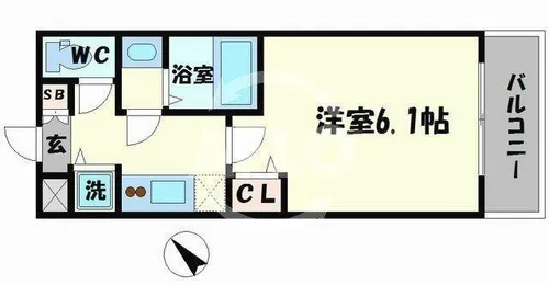 プレサンス上町台クレスト【10階】の間取り