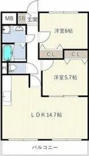 クレアール古城【203号室】の間取り