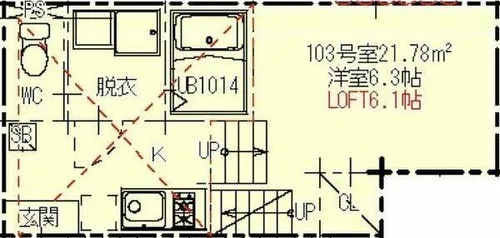 ハーモニーテラス鳴海町Ⅳ【103号室】の間取り
