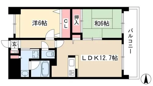 2LDKの間取り画像