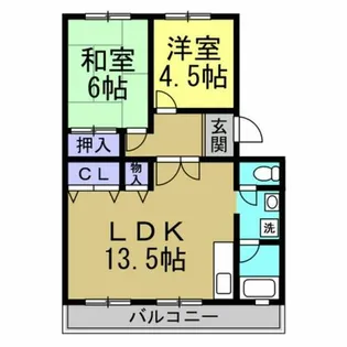 ハイツ鷹ノ羽B棟【1階】の間取り