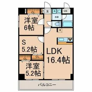 カーサビアンカ黒川【8階】の間取り