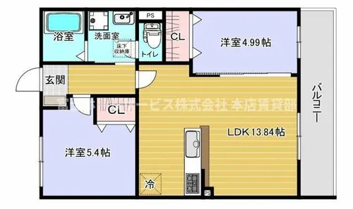 EXハイツ南住吉Ⅰ【2階】の間取り