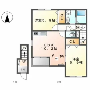シャイニー竜泉寺【2階】の間取り
