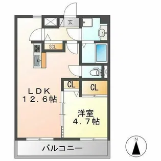 エスペランス駈上【4階】の間取り