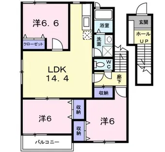 サニーガーデンA棟【2階】の間取り