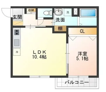 1LDKの間取り画像