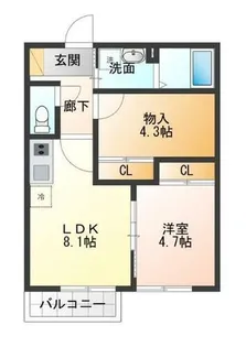 1LDKの間取り画像