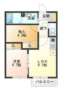 1LDKの間取り画像