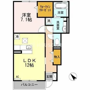 ラフィネ横山 A・B棟【A102号室】の間取り