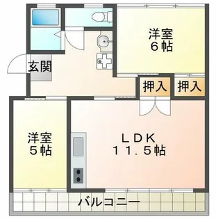新多聞第ニ住宅101号棟【4階】の間取り