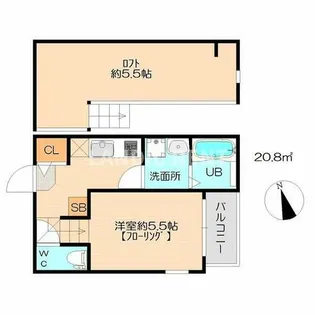 プランドール五十川【1階】の間取り