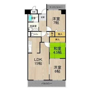 大阪府茨木市沢良宜西3丁目【マンション】の間取り