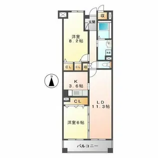 ソーラスフロント富船【3階】の間取り