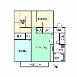 ビューラ花園B棟【101号室】の間取り