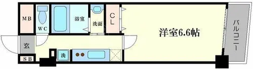 シャトーアスティナ高麗橋【703号室】の間取り
