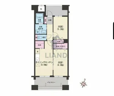 クラシオン草香江【713号室】の間取り