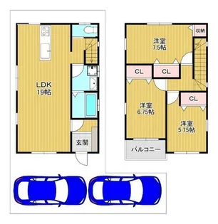 大阪府大阪狭山市東茱萸木3丁目【一戸建】の間取り