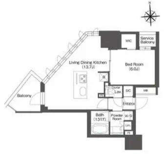 コンフォリア・リヴ本町WEST Q【6階】の間取り