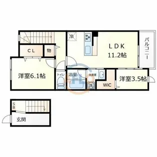 コート・ド・ボーヌ深江南南棟【3階】の間取り