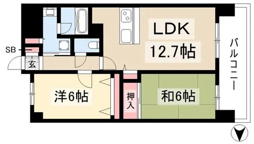 2LDKの間取り画像