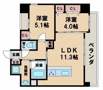 Euptelea天王寺【8階】の間取り