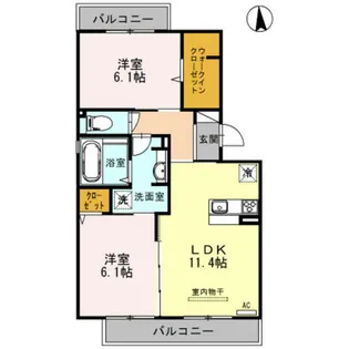 フルール ラヴィーヌ【2階】の間取り