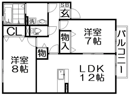 エストコリーヌⅡ番館【2階】の間取り