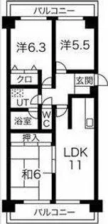 ライオンズマンション杁中ガーデンD棟【3階】の間取り