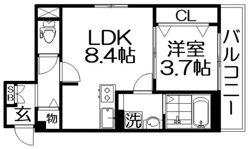 グランツ東香里園町【1階】の間取り