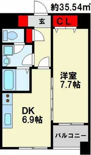 MDIインターフェイス竪町【1103号室】の間取り