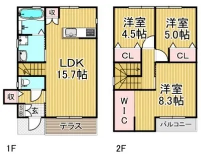 福岡県春日市春日1丁目【一戸建】の間取り