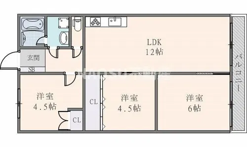 プレジデント東大阪4号棟【302号室】の間取り
