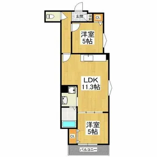 クリエオーレ初芝【1階】の間取り