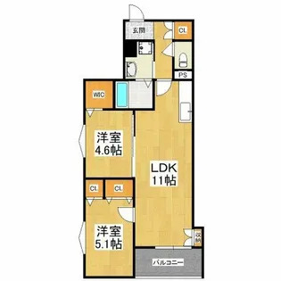 クリエオーレ初芝【3階】の間取り