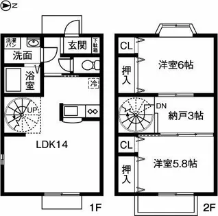 愛知県岡崎市土井町字池田乙【テラスハウス】の間取り