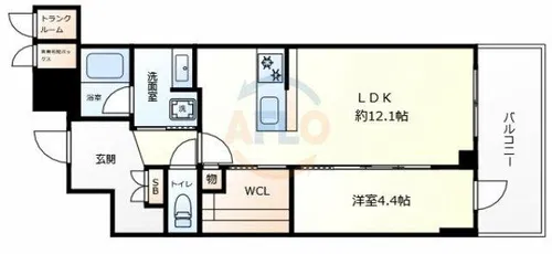 ジオタワー大阪十三【22階】の間取り