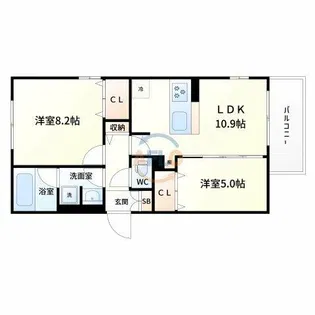 カーサ・プレッツァ豊里【1階】の間取り