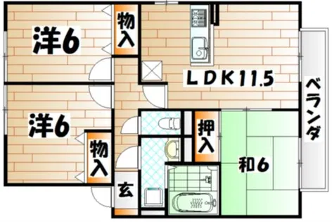 ルネッサンス大里【A101号室】の間取り