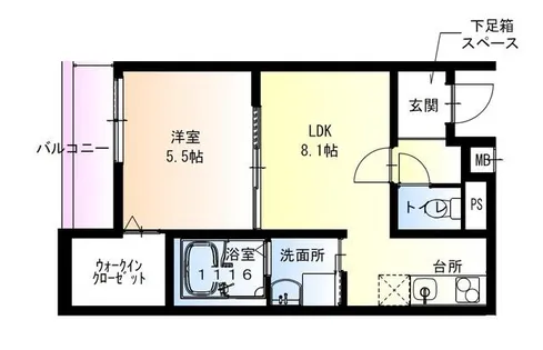 フジパレス岸和田下松Ⅱ番館【3階】の間取り