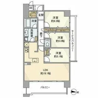 リコット岡崎柱曙【8階】の間取り