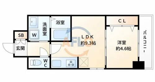 セノアタワー新大阪【9階】の間取り