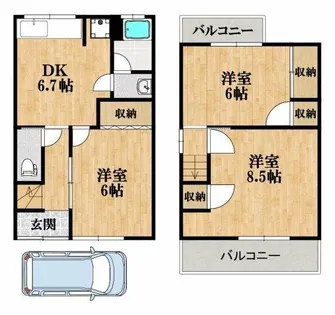 大阪府藤井寺市大井3丁目【一戸建】の間取り